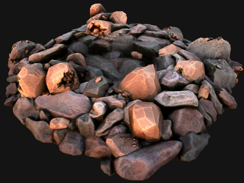 Copper Deposits Ore and Stones Resource Set 3D Model