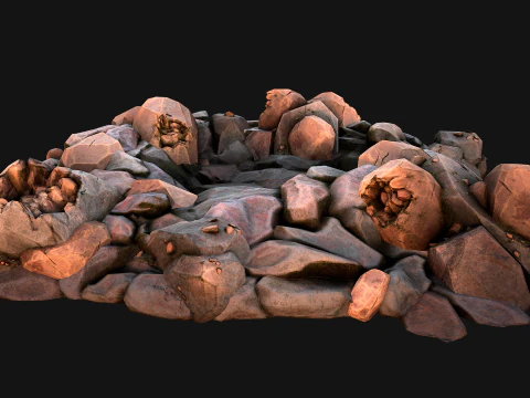 Copper Deposits Ore and Stones Resource Set 3D Model