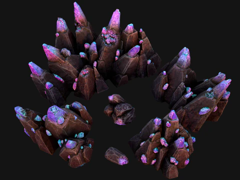 Crystal Obsidian Rocks Mineral 3D Model
