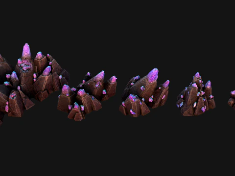 Crystal Obsidian Rocks Mineral 3D Model