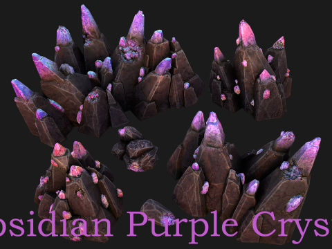 Crystal Obsidian Rocks Mineral 3D Model