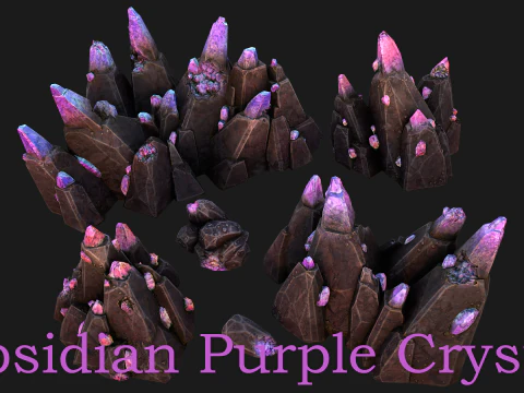 Crystal Obsidian Rocks Mineral 3D Model