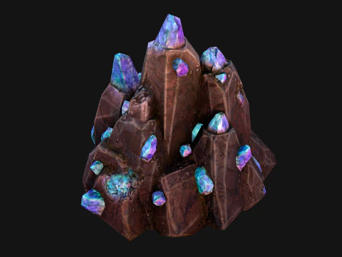 Crystal Obsidian Rocks Mineral 3D Model