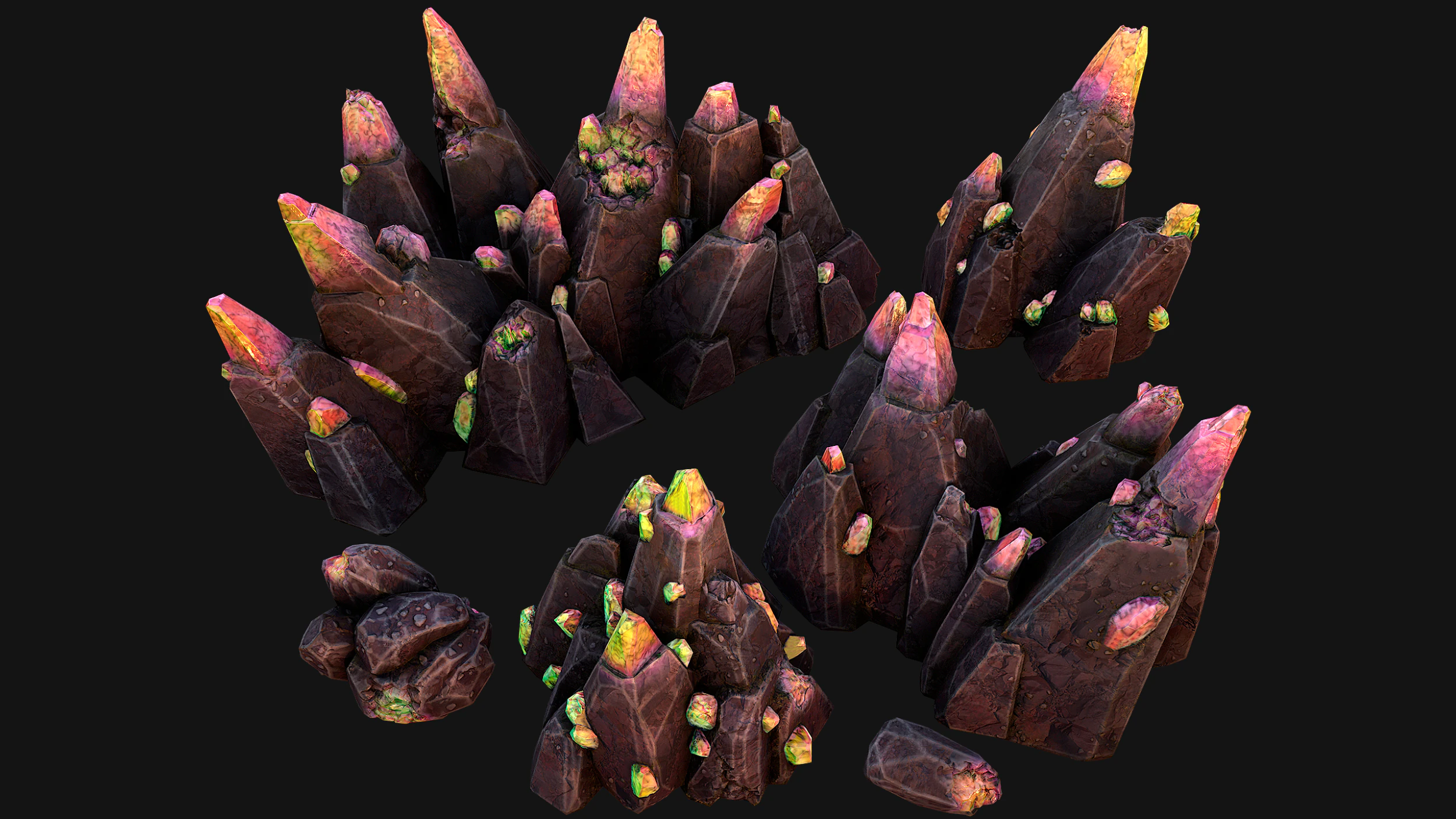 Cave Crystal Gemstone Ore 3D Model .c4d .max .obj .3ds .fbx .stl .blend 