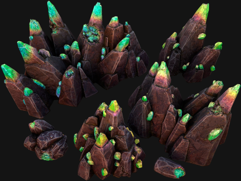 Crystals Rocks Gemstones Malachite Model 3D