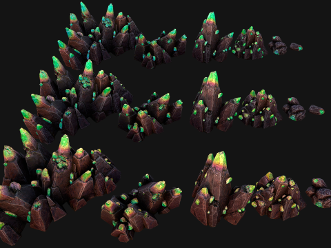 Crystals Rocks Gemstones Malachite 3D Model
