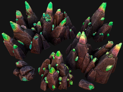 Crystals Rocks Gemstones Malachite 3D Model