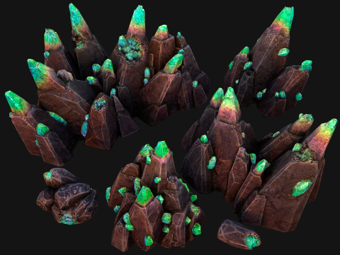 Crystals Rocks Gemstones Malachite 3D Model