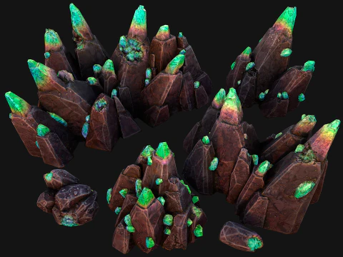 Crystals Rocks Gemstones Malachite 3D Model