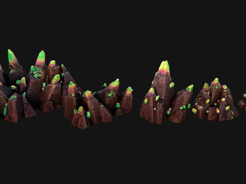 Crystals Rocks Gemstones Malachite 3D Model