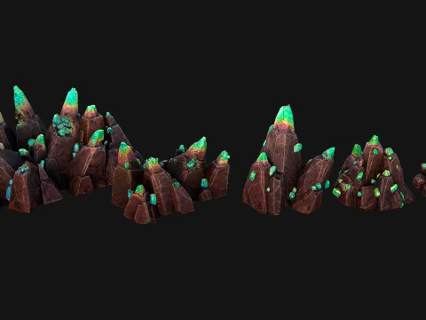 Crystals Rocks Gemstones Malachite 3D Model