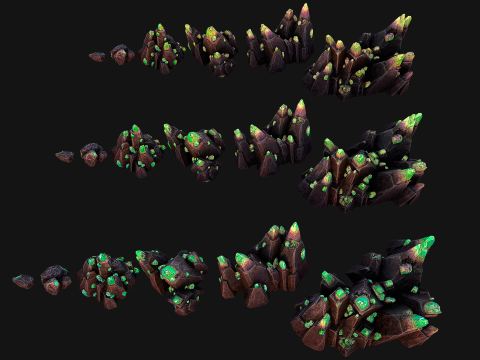 Crystals Rocks Gemstones Malachite 3D Model