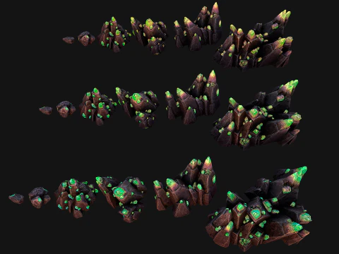 Crystals Rocks Gemstones Malachite 3D Model