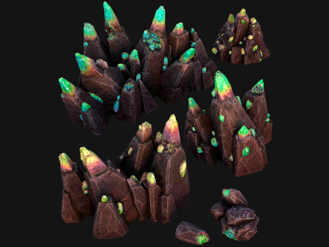 Crystals Rocks Gemstones Malachite 3D Model