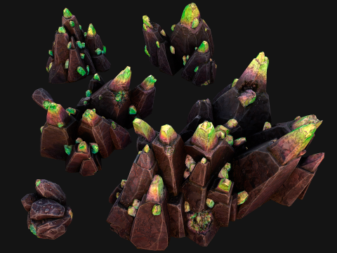 Crystals Rocks Gemstones Malachite 3D Model