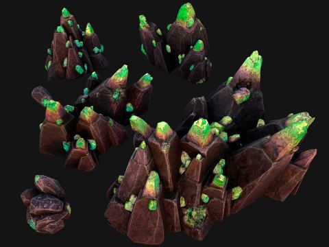 Crystals Rocks Gemstones Malachite 3D Model