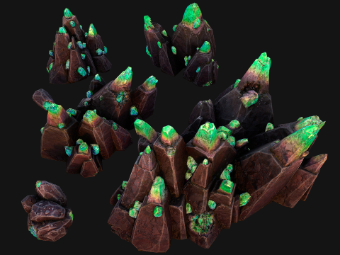 Crystals Rocks Gemstones Malachite 3D Model