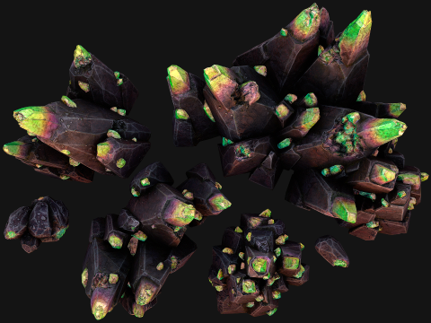Crystals Rocks Gemstones Malachite 3D Model