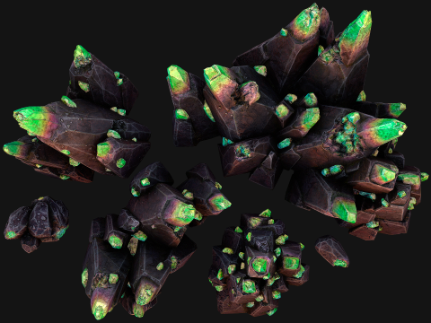 Crystals Rocks Gemstones Malachite 3D Model