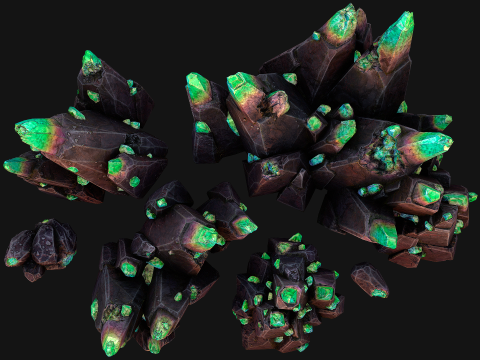Crystals Rocks Gemstones Malachite 3D Model