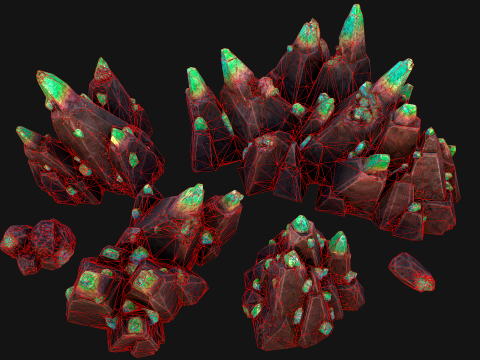 Crystals Rocks Gemstones Malachite 3D Model