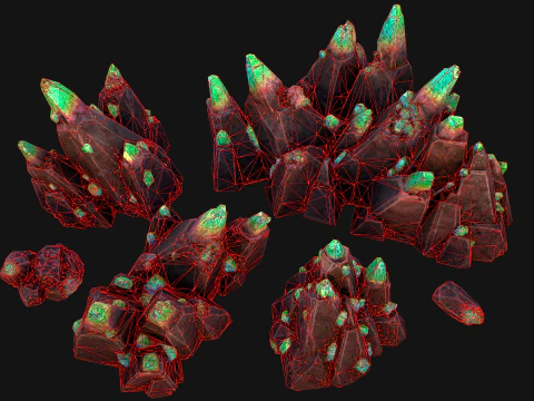 Crystals Rocks Gemstones Malachite 3D Model