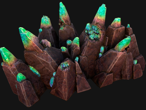 Crystals Rocks Gemstones Malachite 3D Model