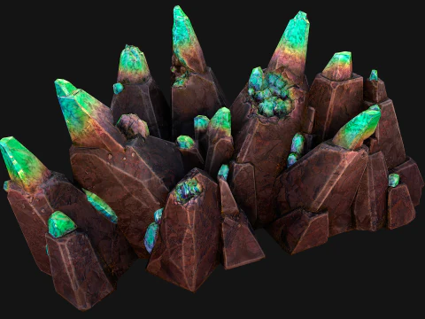 Crystals Rocks Gemstones Malachite 3D Model