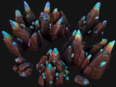 Crystals Gem Gemstone Minerals for The Mine 3D Model