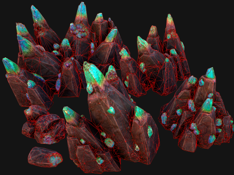 Crystals Gem Gemstone Minerals for The Mine 3D Model