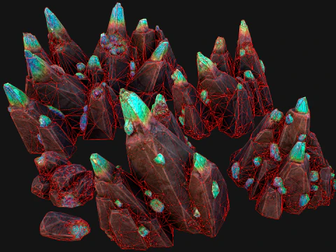 Crystals Gem Gemstone Minerals for The Mine 3D Model