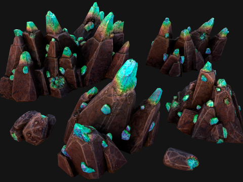 Crystals Gem Gemstone Minerals for The Mine 3D Model
