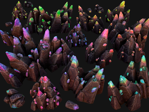 Rocks Crystals Gems Pack for Cave Dungeon Mine 3Dモデル