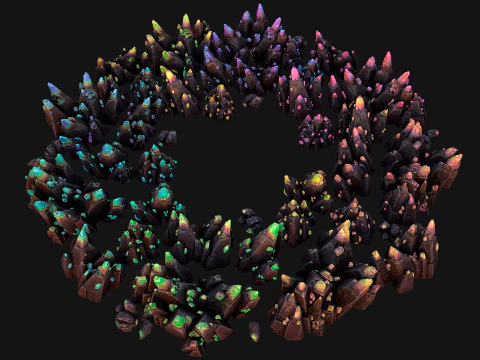 Rocks Crystals Gems Pack for Cave Dungeon Mine 3D Model