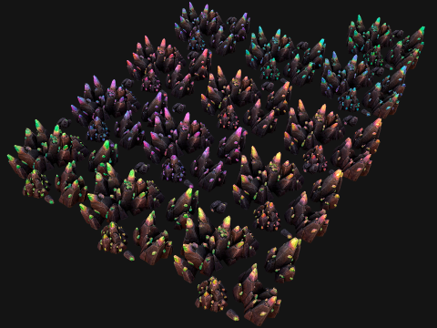 Rocks Crystals Gems Pack for Cave Dungeon Mine Modelo 3D