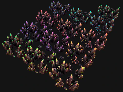 Rocks Crystals Gems Pack for Cave Dungeon Mine 3D Model