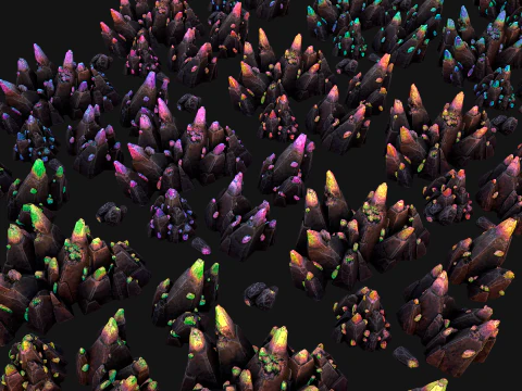 Rocks Crystals Gems Pack for Cave Dungeon Mine 3D Model