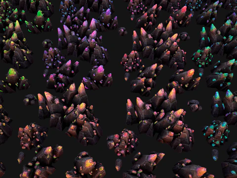 Rocks Crystals Gems Pack for Cave Dungeon Mine 3D Model