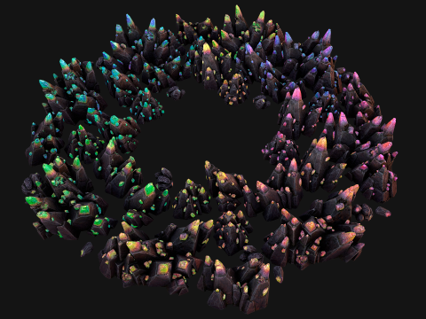 Rocks Crystals Gems Pack for Cave Dungeon Mine Modelo 3D