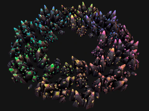 Rocks Crystals Gems Pack for Cave Dungeon Mine 3D Model
