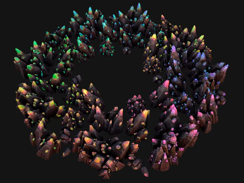 Rocks Crystals Gems Pack for Cave Dungeon Mine 3D Model