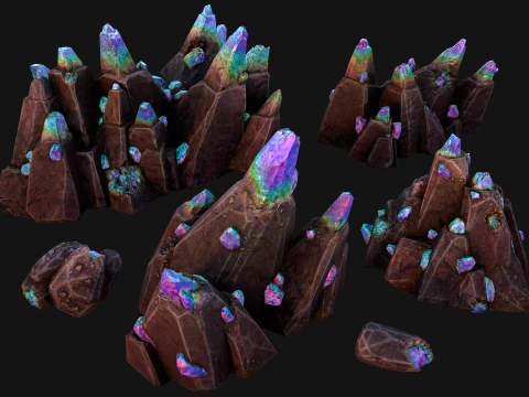Rocks Crystals Gems Pack for Cave Dungeon Mine 3D Model