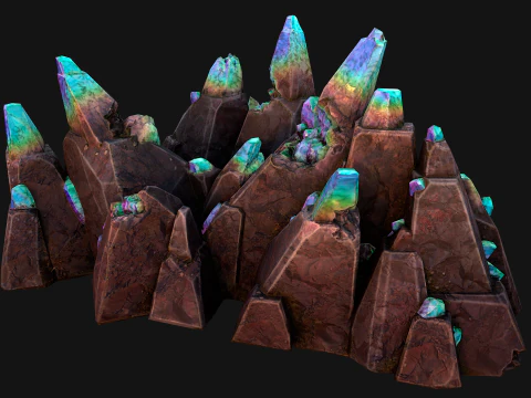 Rocks Crystals Gems Pack for Cave Dungeon Mine 3D Model