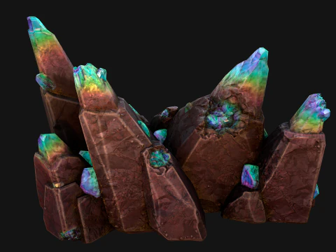 Rocks Crystals Gems Pack for Cave Dungeon Mine 3D Model