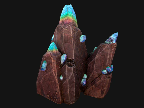 Rocks Crystals Gems Pack for Cave Dungeon Mine 3D Model