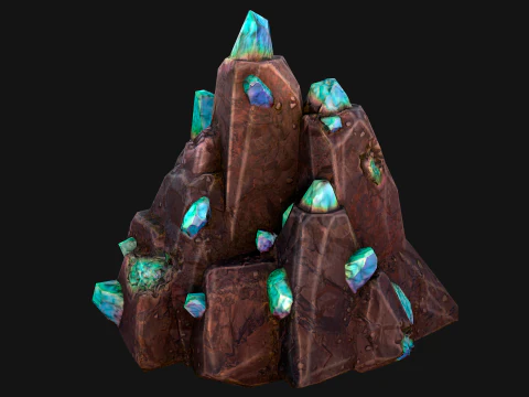 Rocks Crystals Gems Pack for Cave Dungeon Mine 3D Model