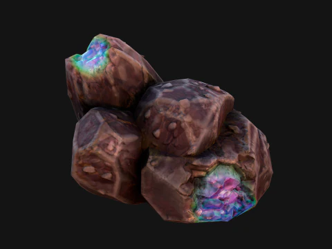 Rocks Crystals Gems Pack for Cave Dungeon Mine 3D Model