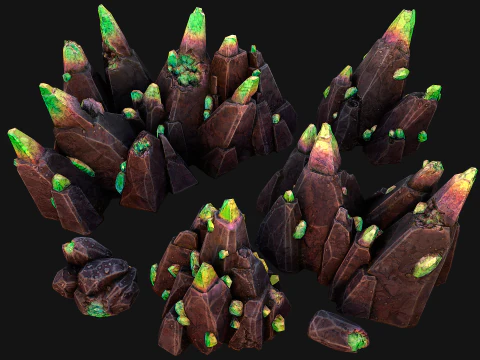 Rocks Crystals Gems Pack for Cave Dungeon Mine 3D Model
