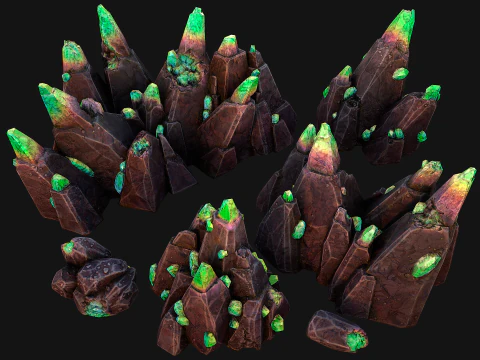 Rocks Crystals Gems Pack for Cave Dungeon Mine 3D Model