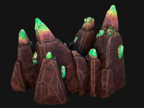 Rocks Crystals Gems Pack for Cave Dungeon Mine 3D Model
